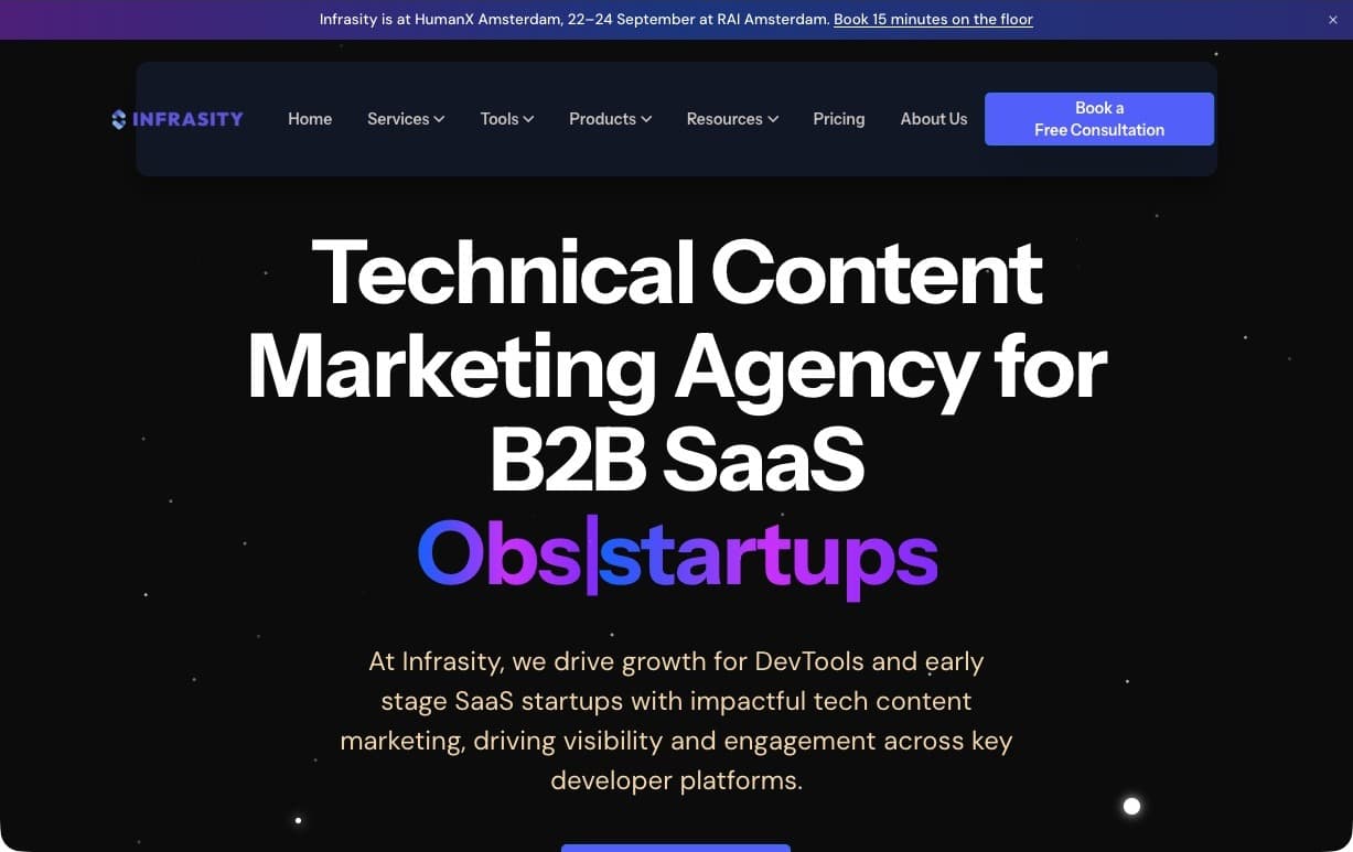 Infrasity agency homepage