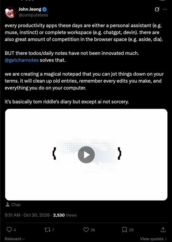 Screenshot of John Jeong’s X post, showing the original author, post content, publication date and visible engagement.