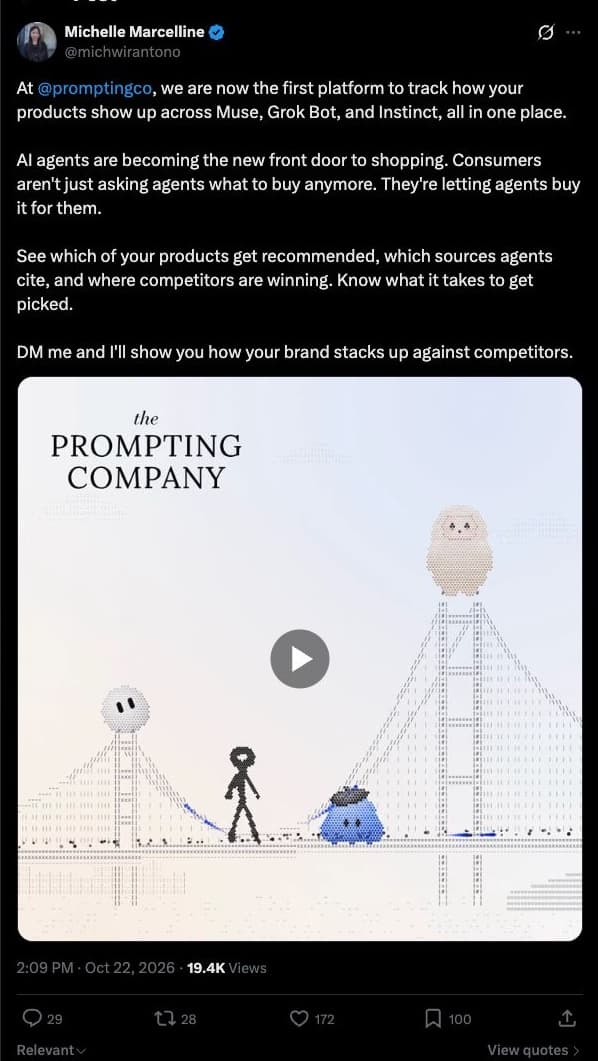 Screenshot of Michelle Marcelline’s X post, showing the original author, post content, publication date and visible engagement.