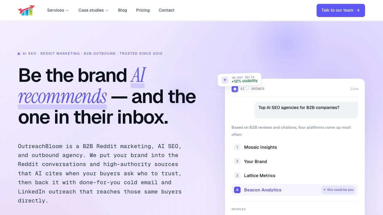 OutreachBloom agency homepage