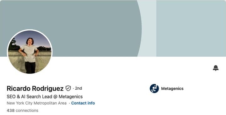 LinkedIn profile header for Ricardo Rodriguez, showing his banner, portrait, name and professional headline.