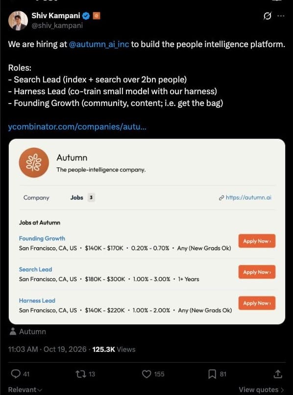 Screenshot of Shiv Kampani’s X post, showing the original author, post content, publication date and visible engagement.