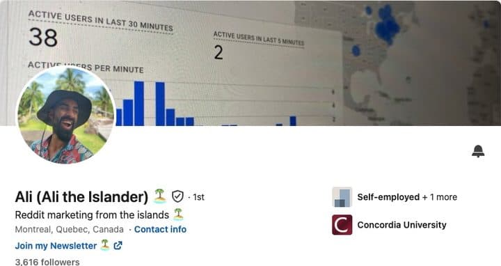 LinkedIn profile header for Tanweer Ali, showing his banner, portrait, name and professional headline.